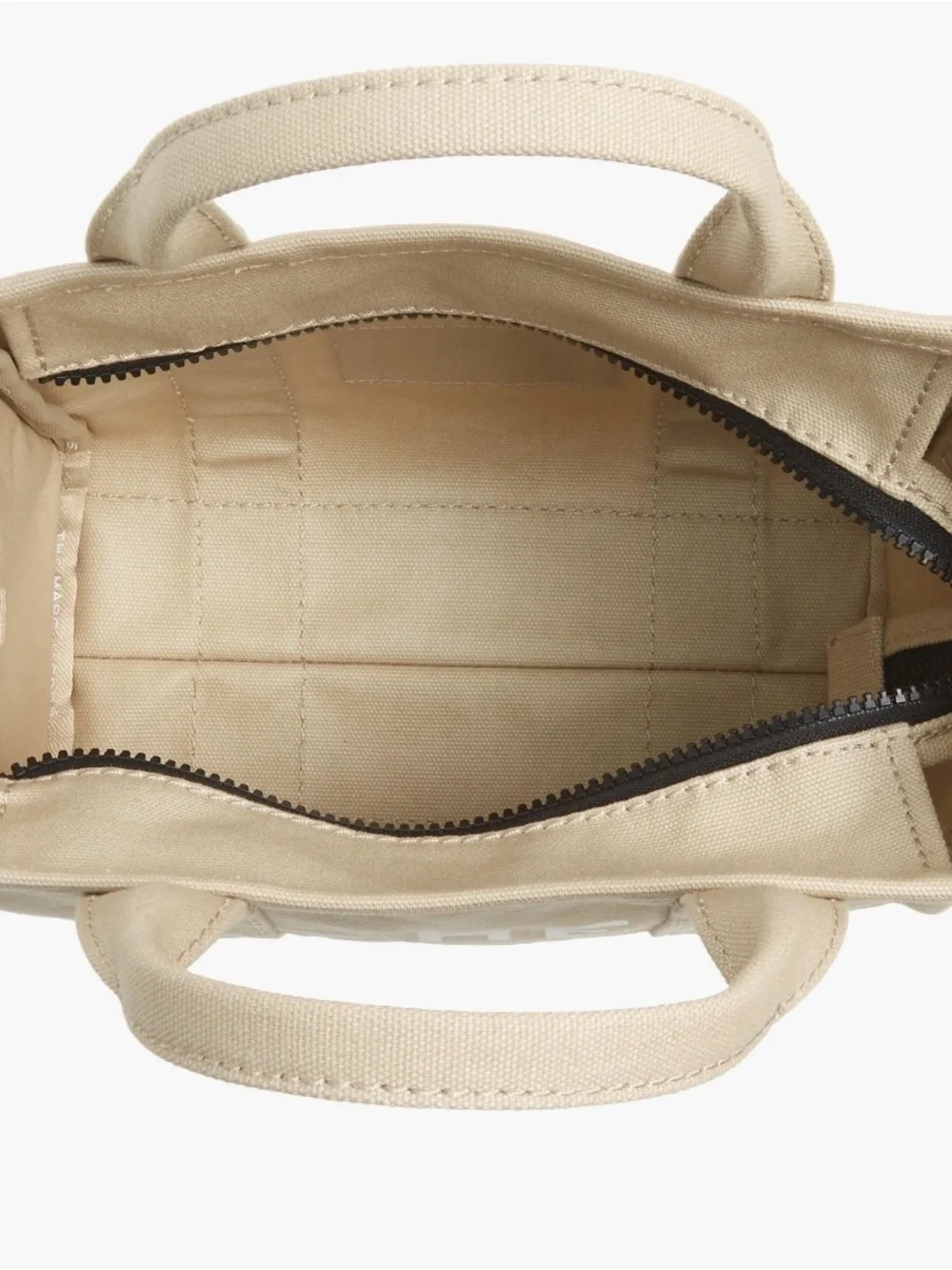 Marc Jacobs Beige Canvas Mini Tote with Black Strap